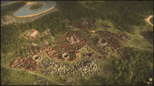 A well-planned ancient city in Memoriapolis, with multiple large cultural buildings surrounded by housing.